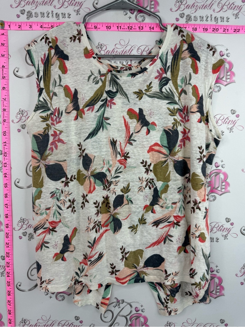Rachel Zoe tank top flowers Cream Tank Top with Multi-Color Floral Print